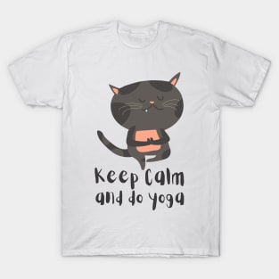 Keep Calm and Do Yoga Cute Cat Posture T-Shirt